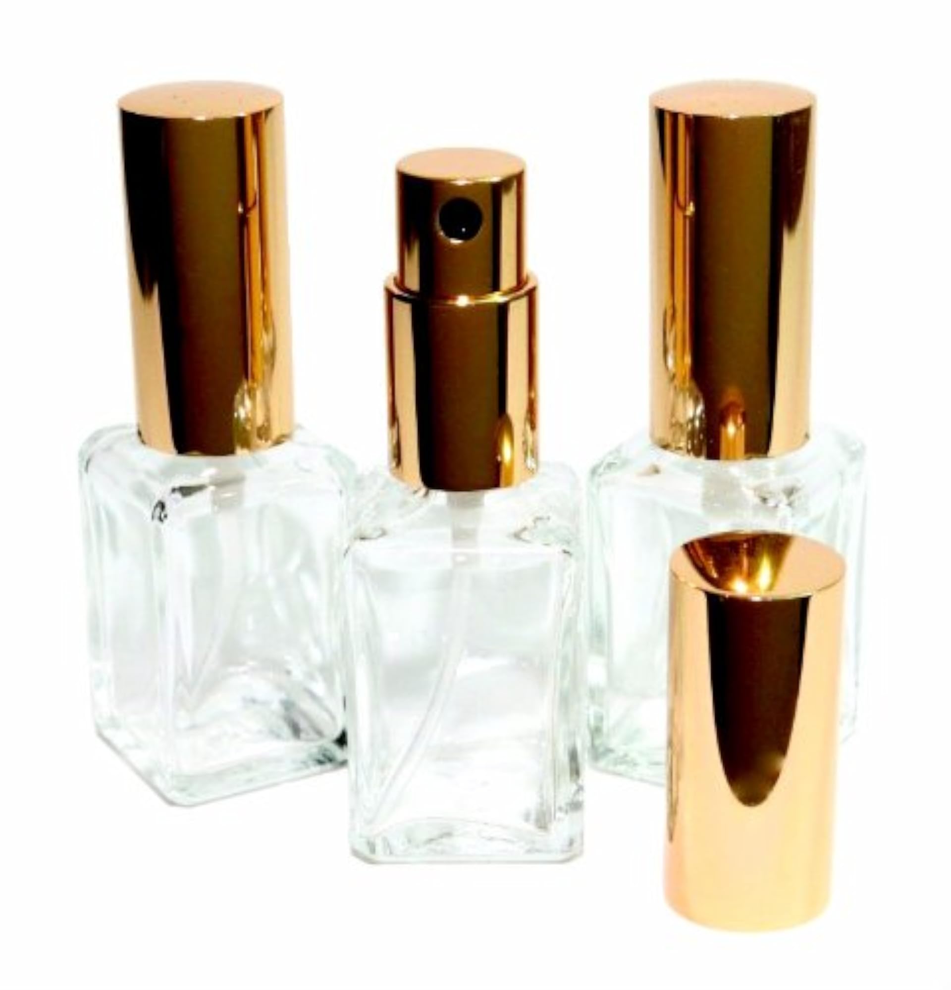 Set of 10 Square Glass Perfume Atomizers, 15ml